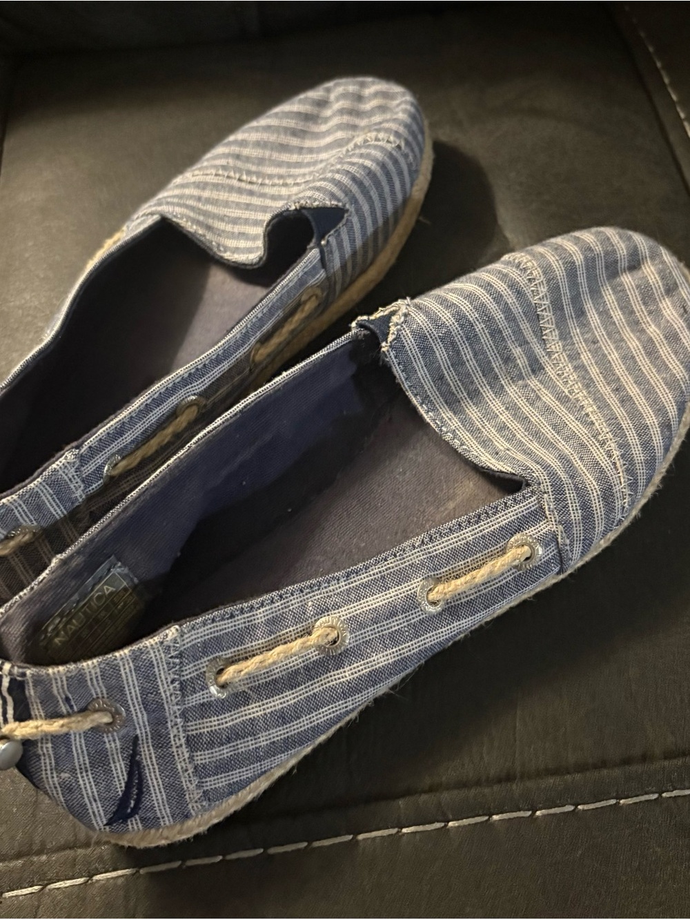 Nautica Women’s Denim Blue & White Flat Espadrilles Shoes Sz 7 Beach Casual